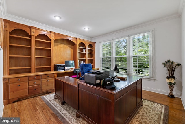 18309 Eldorado Way, Leesburg, VA 20176 - office area with crown molding, light wood-style floors, and baseboards