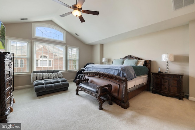 18309 Eldorado Way, Leesburg, VA 20176 - bedroom featuring vaulted ceiling, carpet, baseboards, and ceiling fan