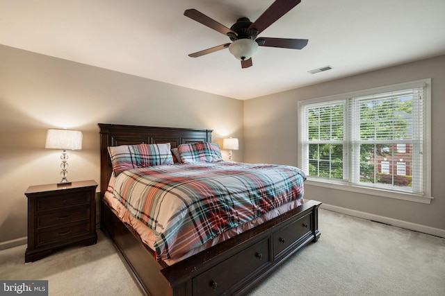 18309 Eldorado Way, Leesburg, VA 20176 - bedroom with light colored carpet, baseboards, and a ceiling fan