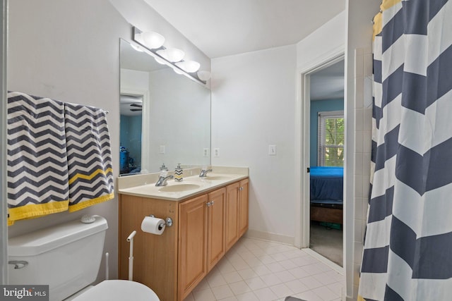 18309 Eldorado Way, Leesburg, VA 20176 - full bathroom featuring ensuite bathroom, tile patterned floors, double vanity, and toilet