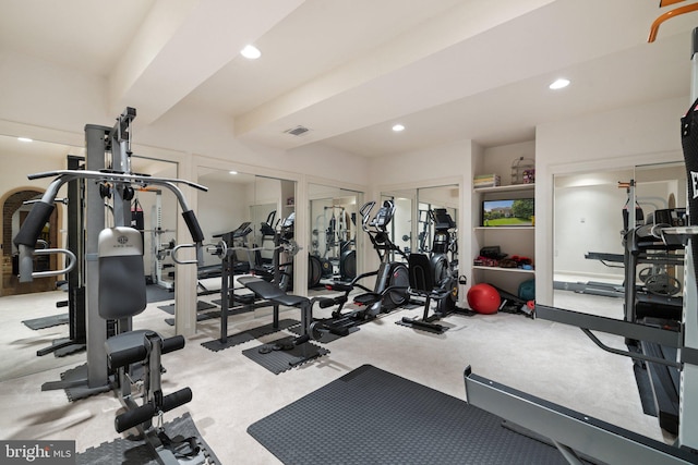 18309 Eldorado Way, Leesburg, VA 20176 - workout area featuring light colored carpet and recessed lighting