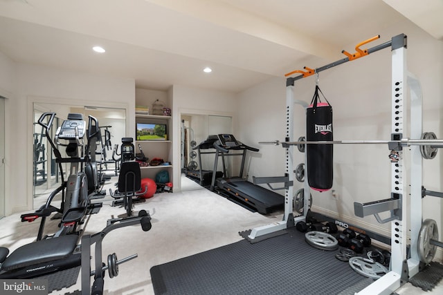 18309 Eldorado Way, Leesburg, VA 20176 - exercise room with recessed lighting and carpet floors