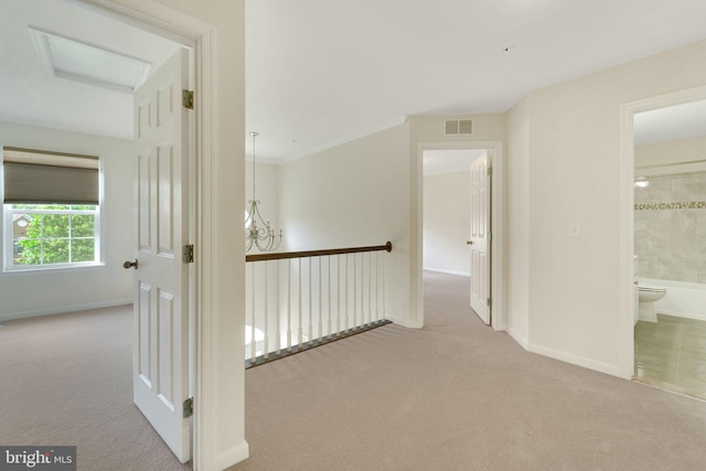corridor with carpet and baseboards