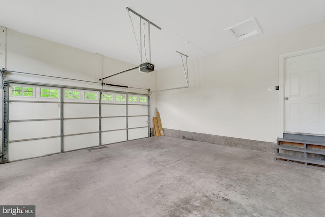 garage with a garage door opener