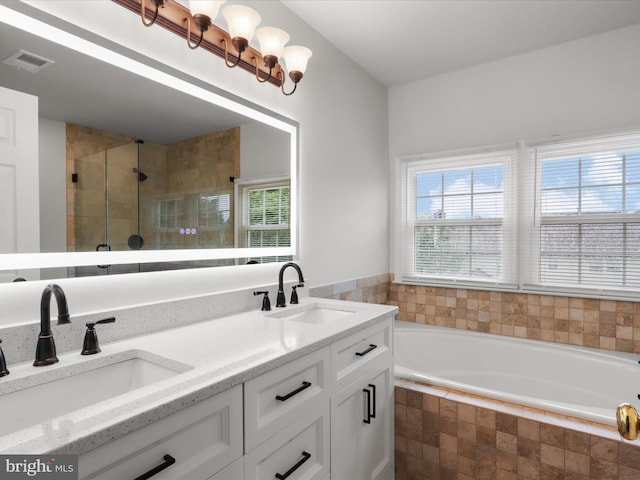 9365 River Crest Rd, Manassas, VA 20110 - full bathroom featuring a shower stall, double vanity, and a bath