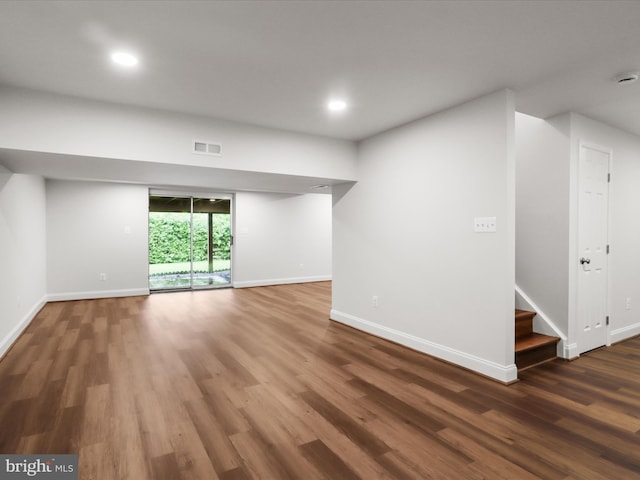 9365 River Crest Rd, Manassas, VA 20110 - empty room featuring wood finished floors, baseboards, recessed lighting, and stairs