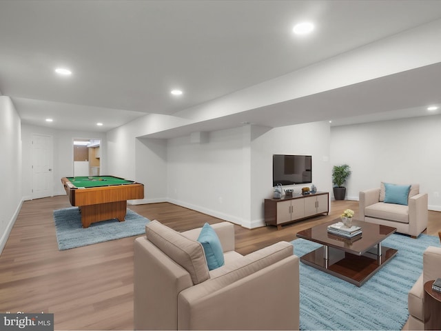 9365 River Crest Rd, Manassas, VA 20110 - playroom featuring billiards, baseboards, wood finished floors, and recessed lighting