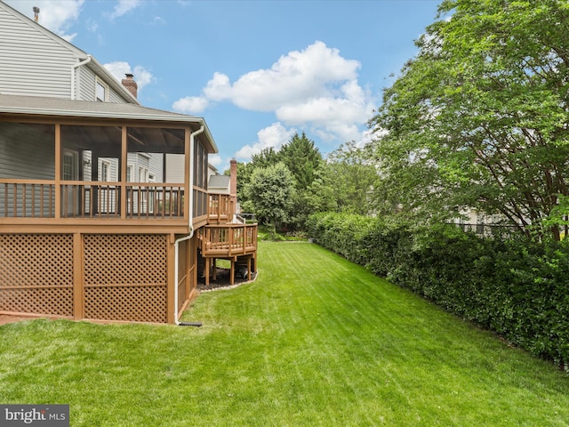 9365 River Crest Rd, Manassas, VA 20110 - view of green lawn with a sunroom and a wooden deck