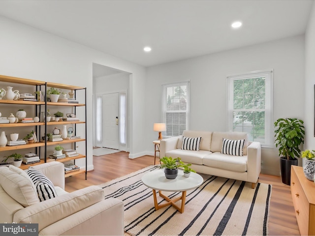 9365 River Crest Rd, Manassas, VA 20110 - living room with light wood finished floors, baseboards, and recessed lighting