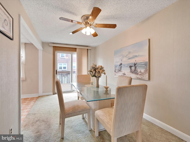 146 Academy Rd, Clifton Heights, PA 19018 - carpeted dining space with a textured ceiling, ceiling fan, and baseboards