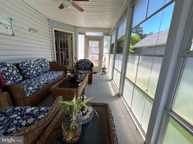 10127 Godspeed Dr, Ocean City, MD 21842 - sunroom featuring a ceiling fan
