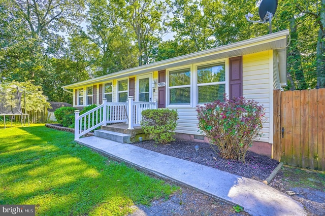 9505 Oakridge Ct, Newburg, MD 20664 - view of front facade with a trampoline and crawl space
