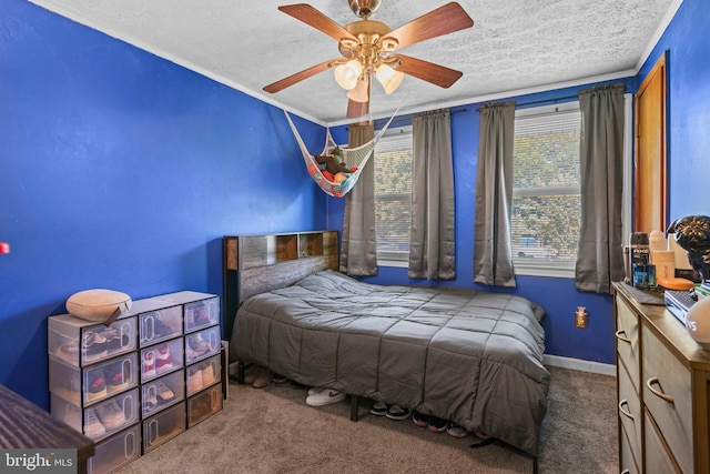 9505 Oakridge Ct, Newburg, MD 20664 - bedroom featuring a textured ceiling, carpet floors, and a ceiling fan