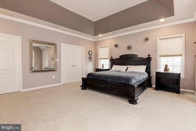 23166 Glenorchy Ct, Ashburn, VA 20148 - carpeted bedroom with baseboards, ornamental molding, and recessed lighting