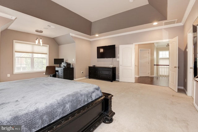23166 Glenorchy Ct, Ashburn, VA 20148 - bedroom with carpet, multiple windows, ornamental molding, recessed lighting, and baseboards