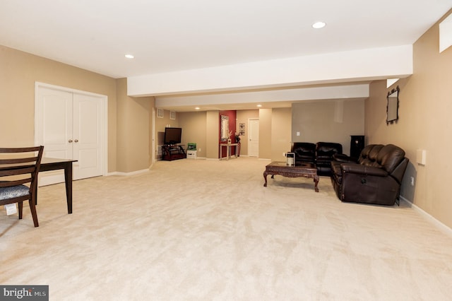 23166 Glenorchy Ct, Ashburn, VA 20148 - living area with recessed lighting, carpet floors, and baseboards