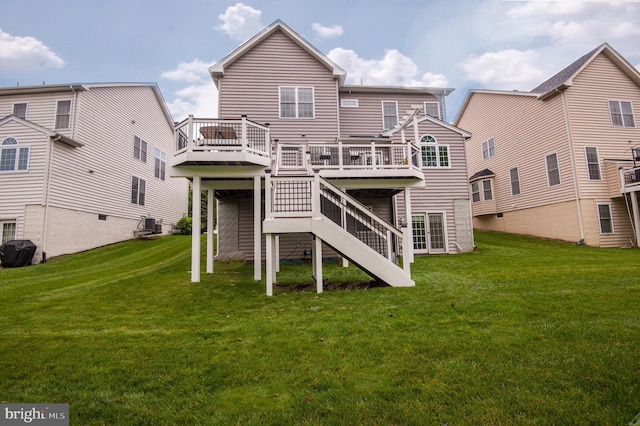 23166 Glenorchy Ct, Ashburn, VA 20148 - rear view of property with a wooden deck, a yard, and stairway
