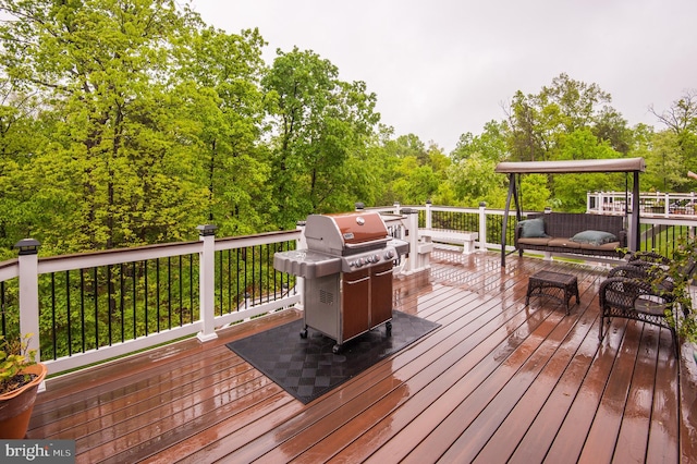23166 Glenorchy Ct, Ashburn, VA 20148 - wooden deck featuring a grill