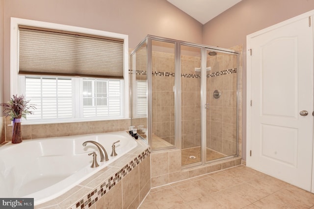 23166 Glenorchy Ct, Ashburn, VA 20148 - full bathroom featuring a bath, a stall shower, and tile patterned flooring