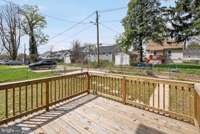 deck with a residential view