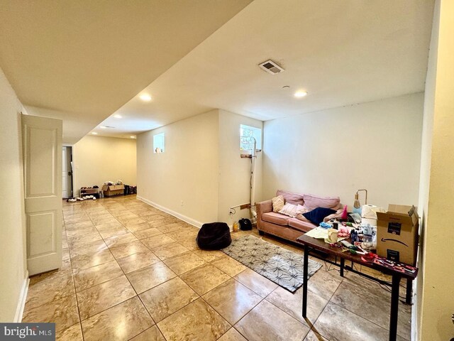 1431 N 17th St, Philadelphia, PA 19121 - living room with recessed lighting, baseboards, and light tile patterned floors