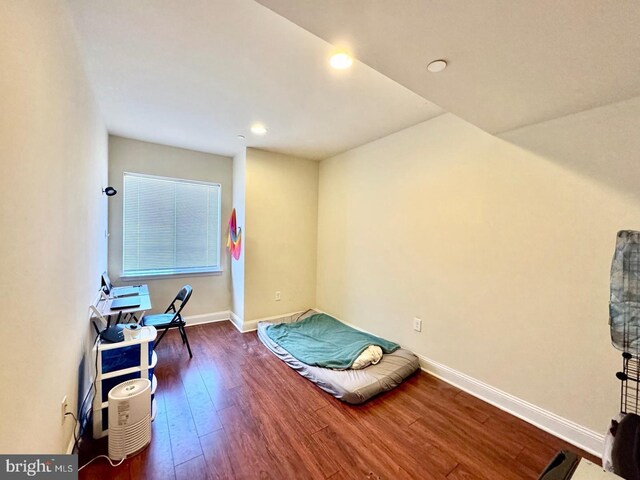 1431 N 17th St, Philadelphia, PA 19121 - bedroom with wood finished floors, baseboards, recessed lighting, and an office area