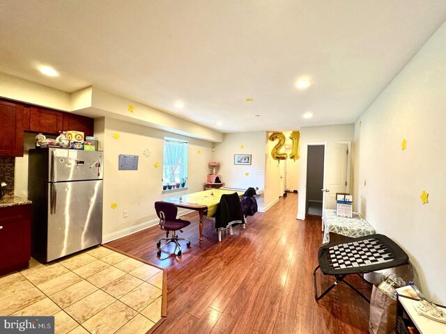 1431 N 17th St, Philadelphia, PA 19121 - dining area featuring light wood-style flooring, recessed lighting, and baseboards