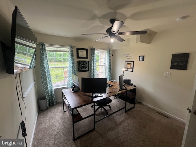 23 Cardinal Ln, Sicklerville, NJ 08081 - office space featuring ceiling fan, carpet floors, and baseboards