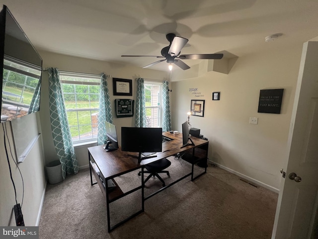 23 Cardinal Ln, Sicklerville, NJ 08081 - office area with carpet floors, plenty of natural light, a ceiling fan, and baseboards