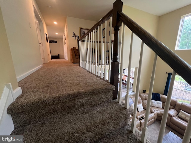 23 Cardinal Ln, Sicklerville, NJ 08081 - stairs with carpet flooring, baseboards, and recessed lighting