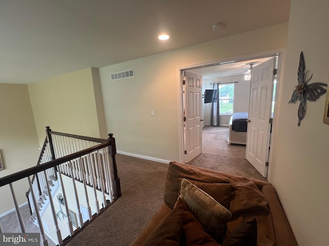 23 Cardinal Ln, Sicklerville, NJ 08081 - hall featuring carpet, an upstairs landing, recessed lighting, and baseboards