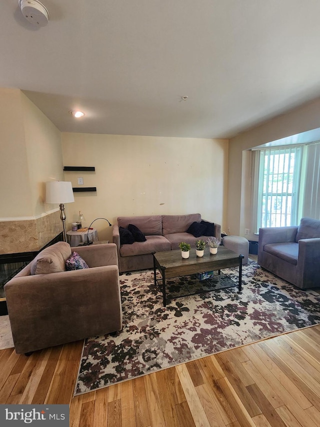 4806 Amberfield Way, Upper Marlboro, MD 20772 - living area with hardwood / wood-style flooring and a fireplace