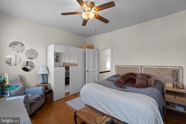 4734 Upland St, Philadelphia, PA 19143 - bedroom with wood finished floors and ceiling fan