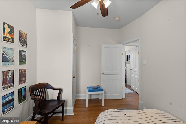 4734 Upland St, Philadelphia, PA 19143 - bedroom with wood finished floors, baseboards, and ceiling fan