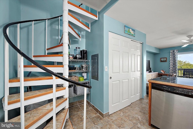 104 127th St Unit 326B, Ocean City, MD 21842 - interior space with electric panel, baseboards, and ceiling fan