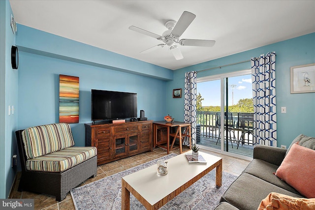 104 127th St Unit 326B, Ocean City, MD 21842 - tiled living room with ceiling fan