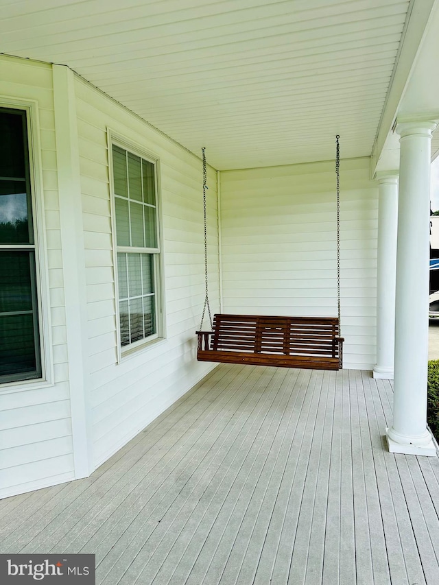 deck with a porch