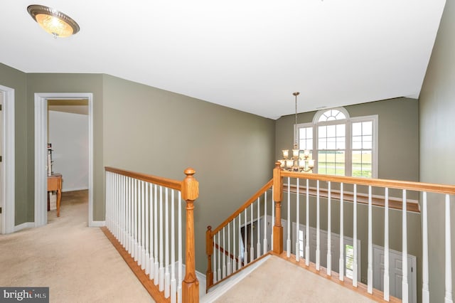 1280 Saint Michaels Rd, Mount Airy, MD 21771 - stairway with a chandelier, baseboards, and carpet floors