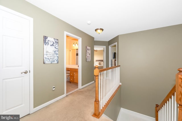 1280 Saint Michaels Rd, Mount Airy, MD 21771 - corridor with an upstairs landing, light carpet, and baseboards