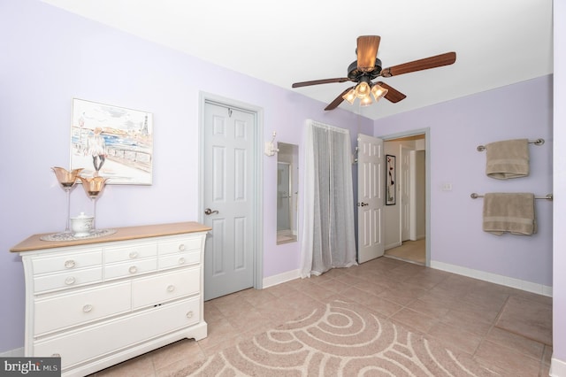 1280 Saint Michaels Rd, Mount Airy, MD 21771 - bedroom featuring light tile patterned flooring, baseboards, a ceiling fan, and multiple closets