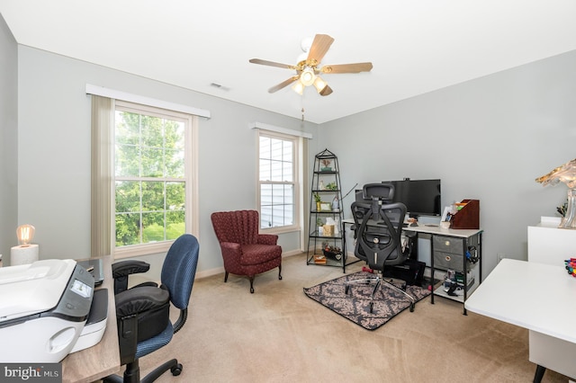 1280 Saint Michaels Rd, Mount Airy, MD 21771 - home office featuring carpet floors, ceiling fan, and baseboards