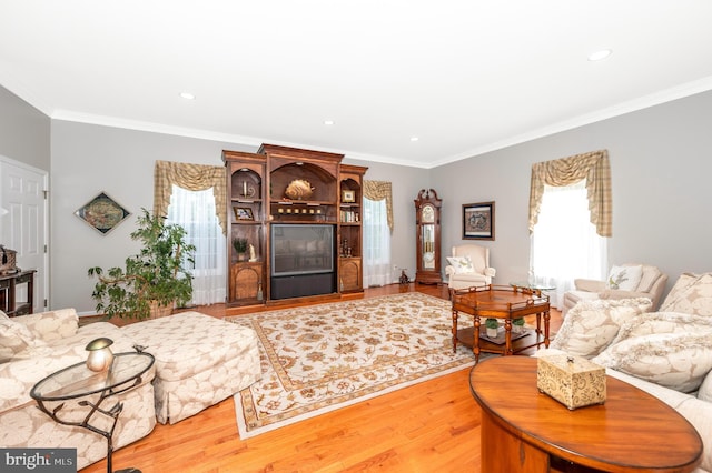 1280 Saint Michaels Rd, Mount Airy, MD 21771 - living area with light wood-style floors, crown molding, and recessed lighting