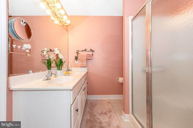 1280 Saint Michaels Rd, Mount Airy, MD 21771 - full bathroom featuring double vanity, tile patterned flooring, an enclosed shower, and baseboards