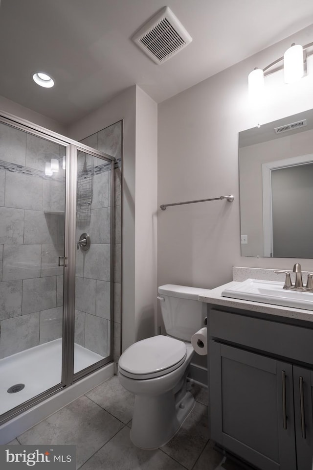 194 Green Poplar Loop, Clarksburg, MD 20871 - full bath with vanity, toilet, a shower stall, tile patterned flooring, and recessed lighting