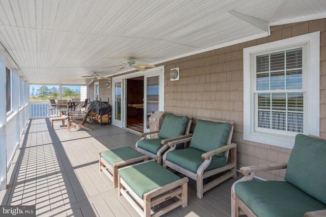 3706 Bestpitch Ferry Rd, Cambridge, MD 21613 - deck featuring a ceiling fan