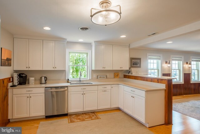 3706 Bestpitch Ferry Rd, Cambridge, MD 21613 - kitchen featuring dishwasher, a peninsula, a sink, healthy amount of natural light, and recessed lighting