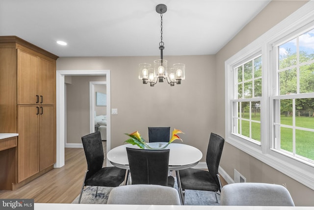 20 Hathaway Dr, Princeton Junction, NJ 08550 - dining space with a chandelier, plenty of natural light, light wood-style floors, baseboards, and recessed lighting