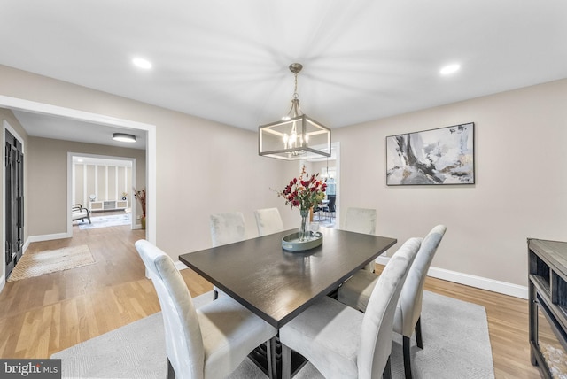 20 Hathaway Dr, Princeton Junction, NJ 08550 - dining area featuring light wood-style flooring, a chandelier, baseboards, and recessed lighting