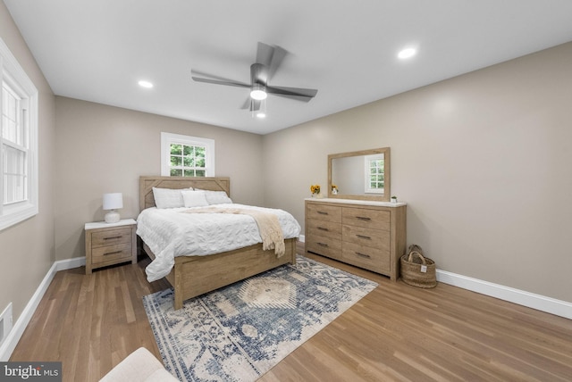 20 Hathaway Dr, Princeton Junction, NJ 08550 - bedroom with light wood finished floors, baseboards, a ceiling fan, and recessed lighting