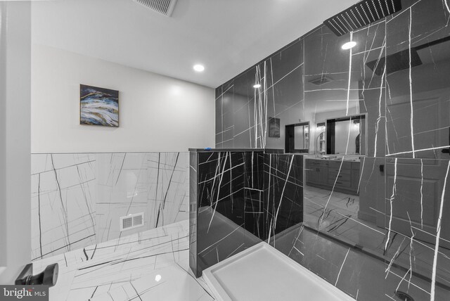 20 Hathaway Dr, Princeton Junction, NJ 08550 - full bath featuring a marble finish shower and recessed lighting